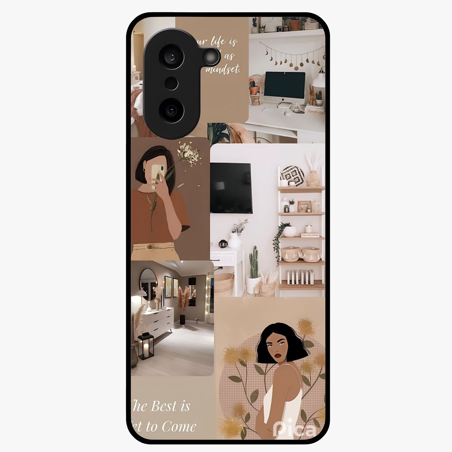 Golden Mind Moment Glass Case for 1+Nord CE 5 artistic front view featuring abstract golden inspired artwork