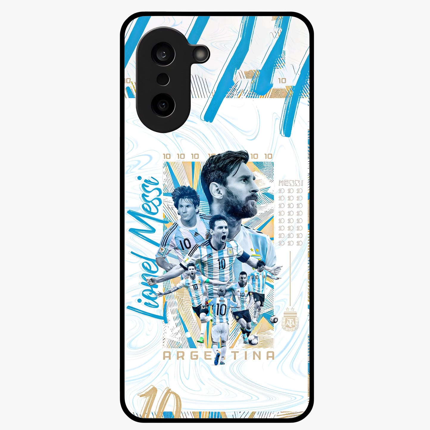 Golden Number Ten Glass Case for 1+Nord CE 5 bold front view featuring stylish number ten artwork in golden tones