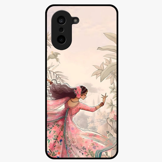 Graceful Garden Rhythm Glass Case for 1+Nord CE 5 elegant front view featuring flowing floral garden artwork