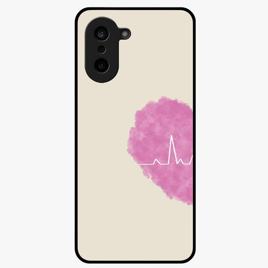 Heartbeat of Love Glass Case for 1+Nord CE 5 romantic front view featuring heartbeat inspired love artwork