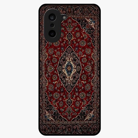 Heritage Carpet Royale Glass Case for 1+Nord CE 5 showing full back design in clean flat view with royal carpet-inspired artwork and glossy glass finish.