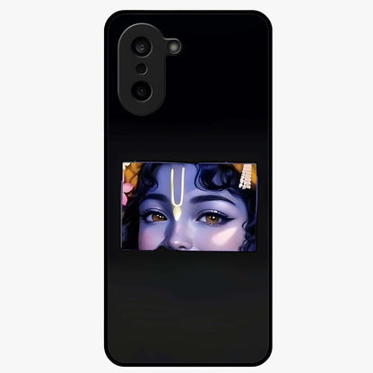 Krishna Divine Embrace Glass Case for 1+Nord CE 5 serene front view featuring devotional Krishna inspired artwork