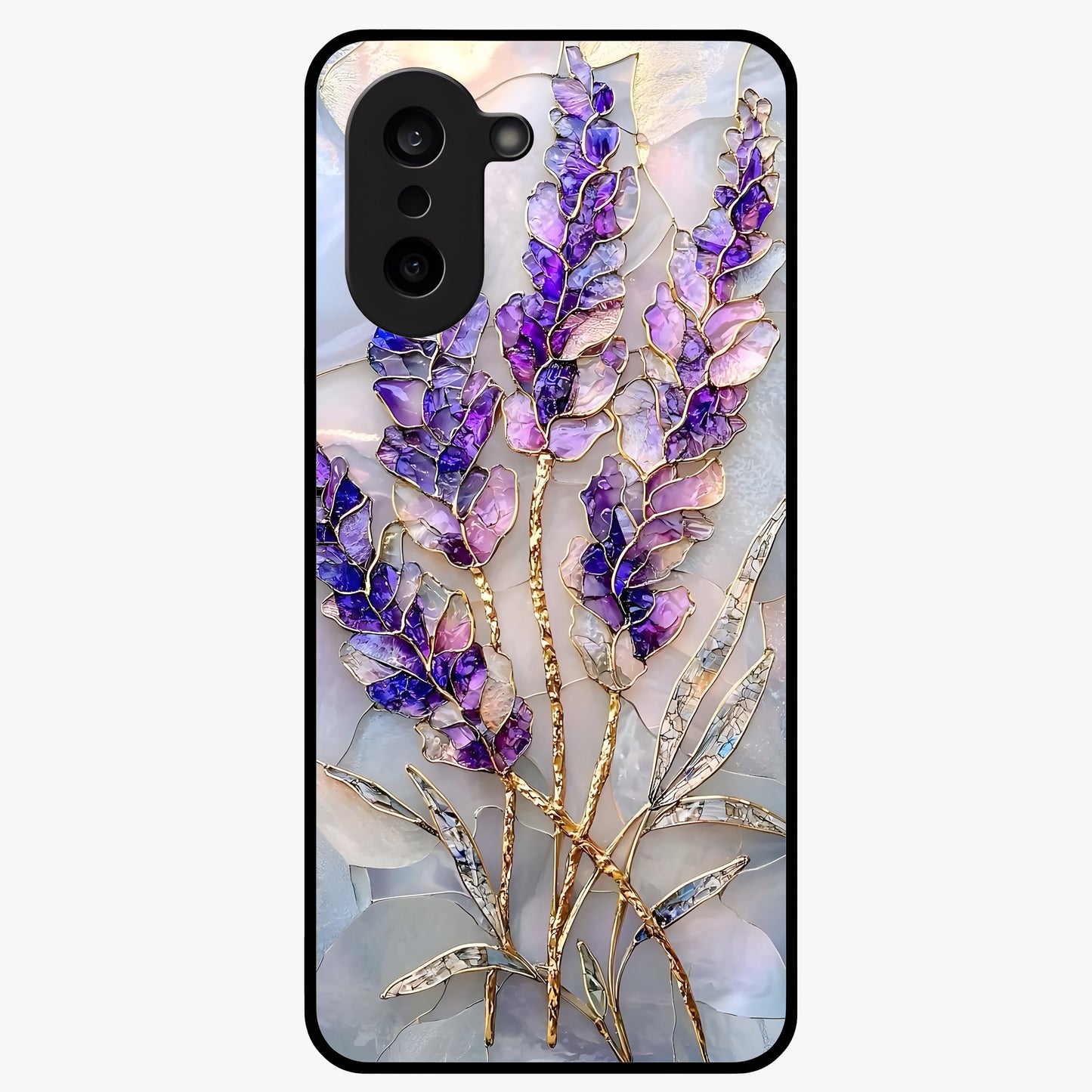 Lavender Dream Glow Glass Case for 1+Nord CE 5 radiant front view featuring glowing lavender inspired artwork