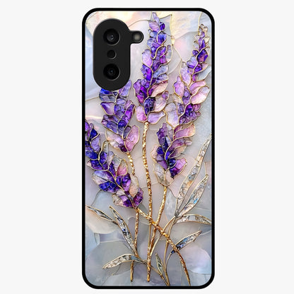 Lavender Dream Glow Glass Case for 1+Nord CE 5 radiant front view featuring glowing lavender inspired artwork