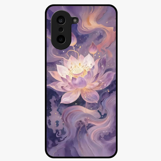 Lavender Lotus Muse Glass Case for 1+Nord CE 5 elegant front view featuring lotus artwork in calming lavender tones