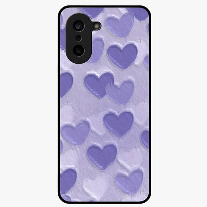 Lavender Paper Hearts Glass Case for 1+Nord CE 5 cute front view featuring layered heart artwork in soft lavender tones