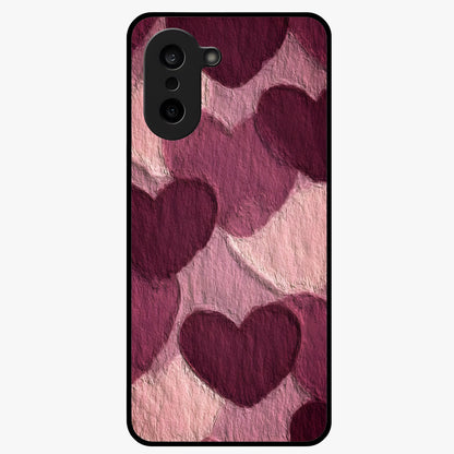 Layered Paper Hearts Glass Case for 1+Nord CE 5 charming front view featuring dimensional paper style heart artwork
