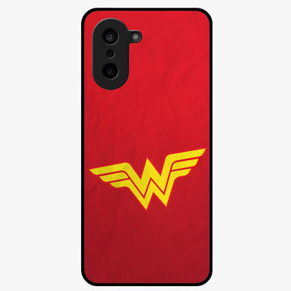 Legendary Wonder Power Glass Case for 1+Nord CE 5 dynamic front view featuring bold superhero inspired artwork