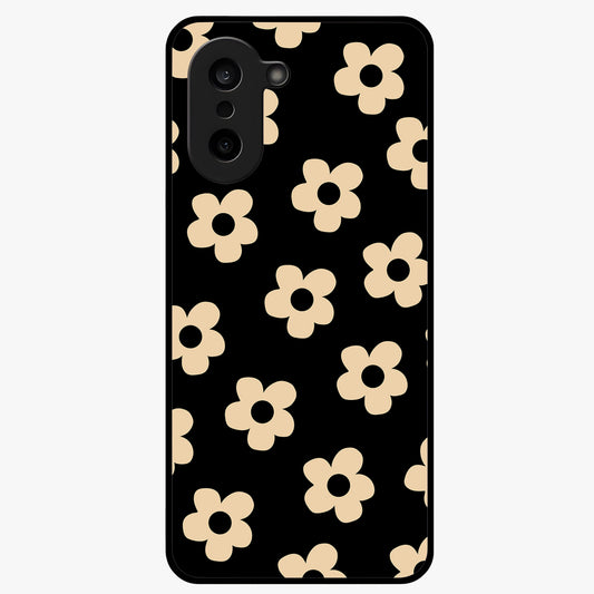 Little Daisy Flower Retro Pattern Glass Case for 1+Nord CE 5 cheerful front view featuring retro daisy floral pattern artwork