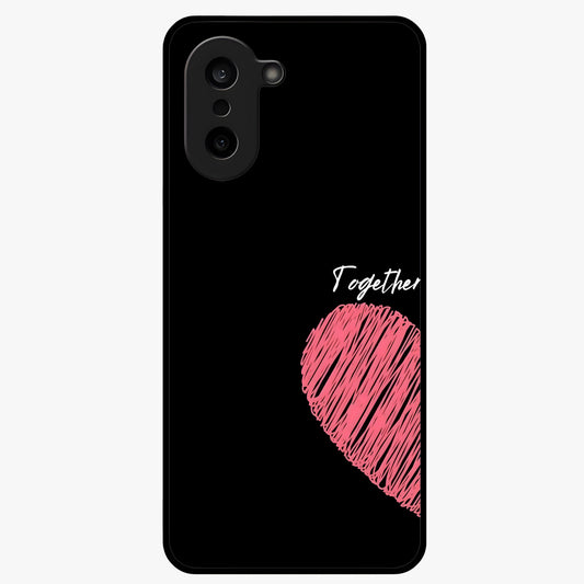 Love Forever Together Left Glass Case for 1+Nord CE 5 romantic front view featuring couple themed artwork