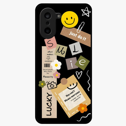 Lucky Aesthetic Collage Case Glass Case for 1+Nord CE 5 vibrant front view featuring layered aesthetic collage artwork
