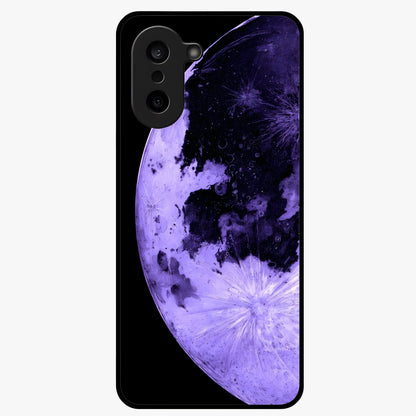Lunar Glow in Violet Glass Case for 1+Nord CE 5 dreamy front view featuring glowing moon artwork in violet tones