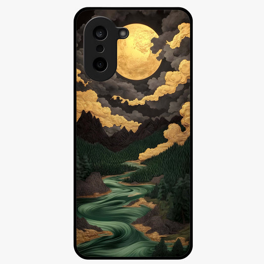 Lunar Silk Garden Glass Case for 1+Nord CE 5 elegant front view featuring floral artwork with soft lunar tones