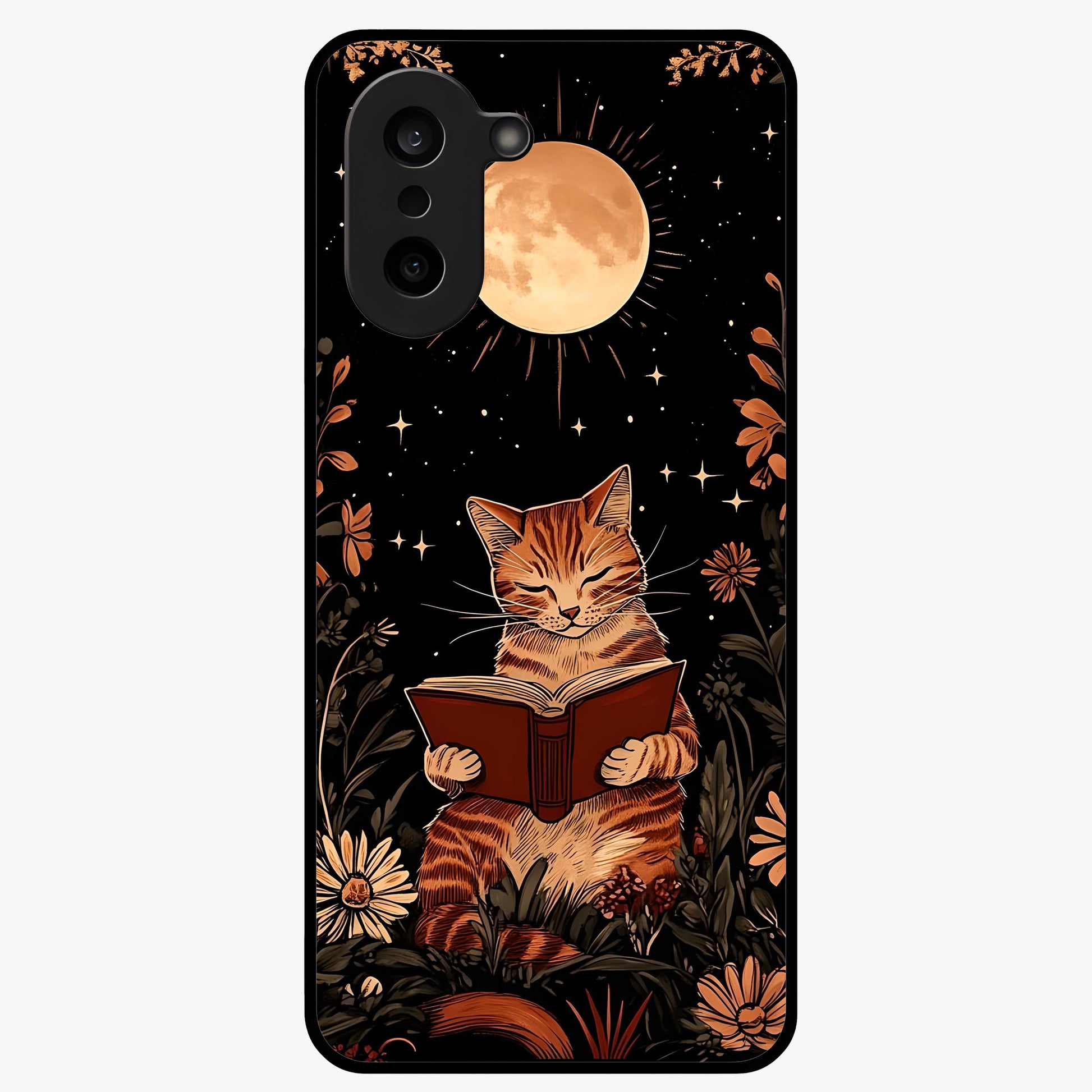 Magical Cat Chronicle Glass Case for 1+Nord CE 5 stylish front view featuring bold modern artistic artwork
