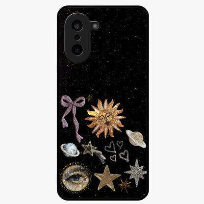 Magical Jewelry Vibe Glass Case for 1+Nord CE 5 glamorous front view featuring jewel inspired artistic artwork