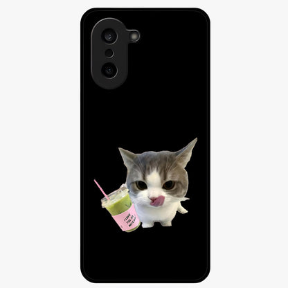 Matcha Cat Style Glass Case for 1+Nord CE 5 adorable front view featuring cute cat artwork in matcha green tones