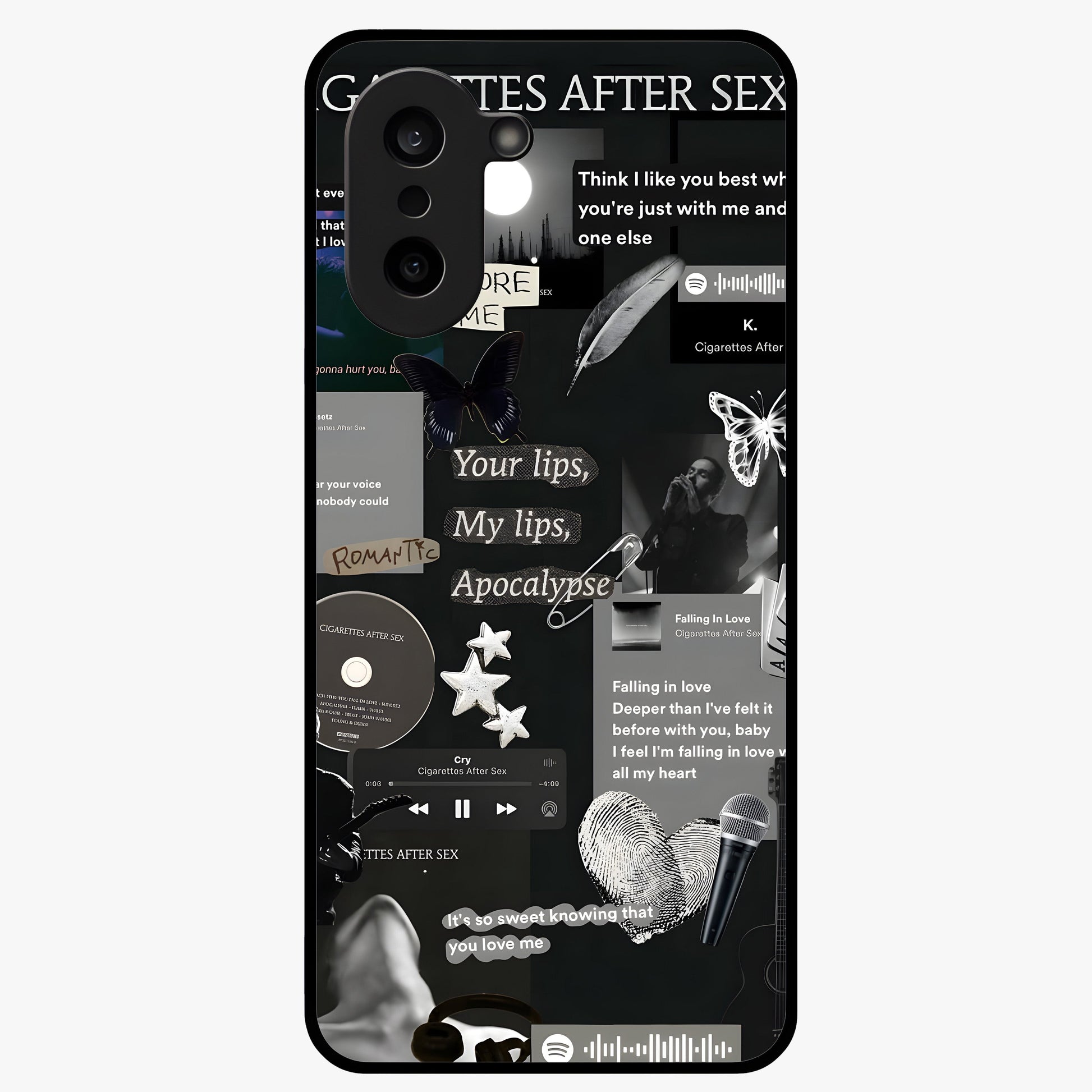 Midnight Love Echo Glass Case for 1+Nord CE 5 romantic front view featuring subtle love inspired artwork in dark tones