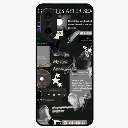 Midnight Love Echo Glass Case for 1+Nord CE 5 romantic front view featuring subtle love inspired artwork in dark tones