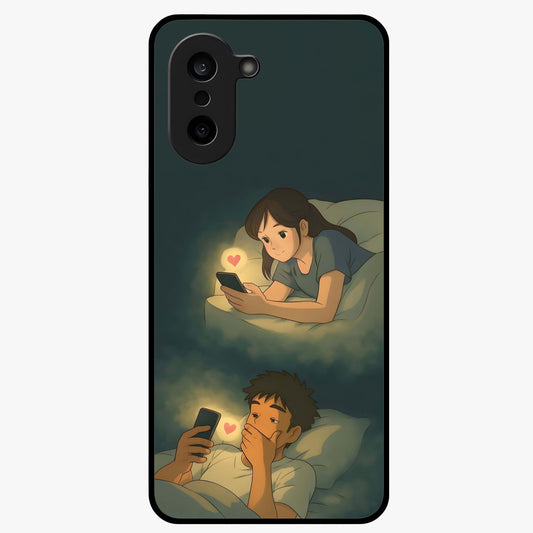 Midnight Love Glass Case for 1+Nord CE 5 romantic front view featuring subtle love inspired artwork in dark tones