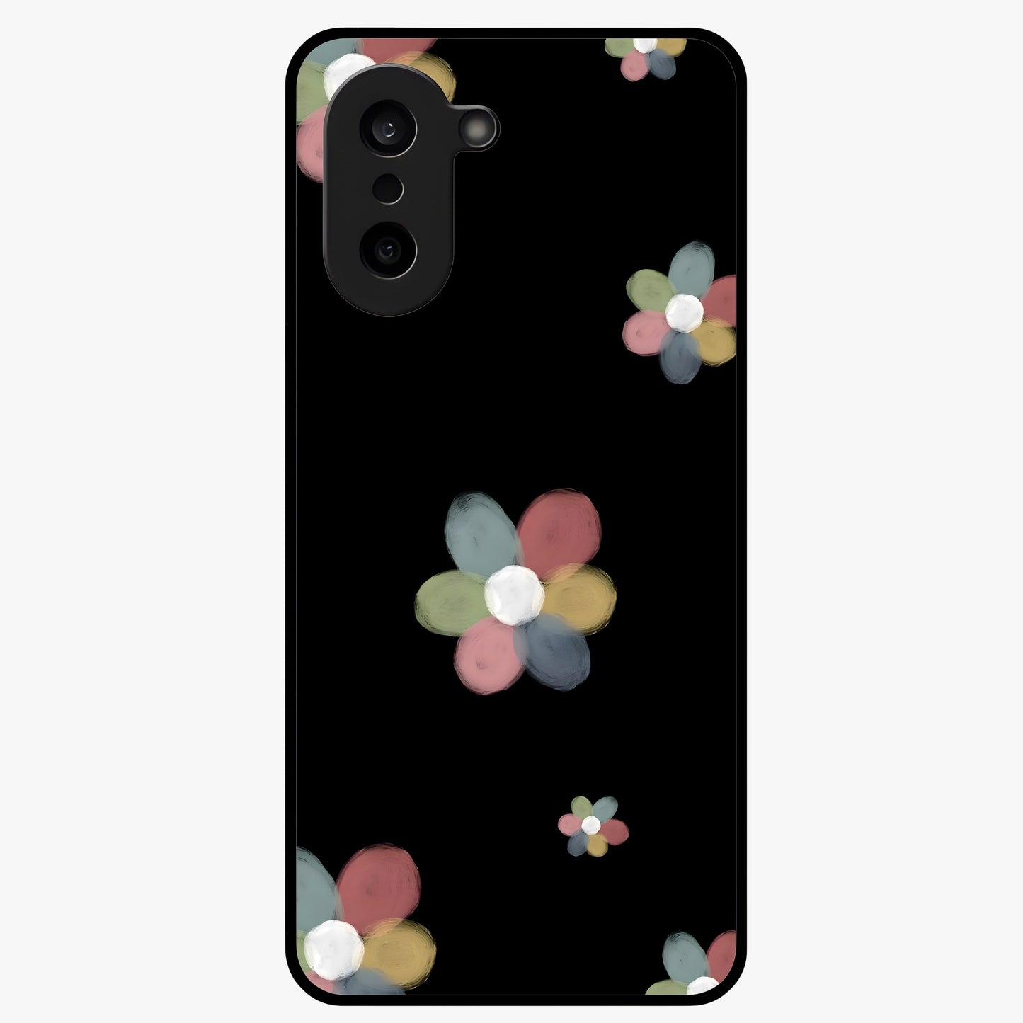 Minimal Floral Charm Glass Case for 1+Nord CE 5 clean front view featuring simple floral artwork with elegant detailing