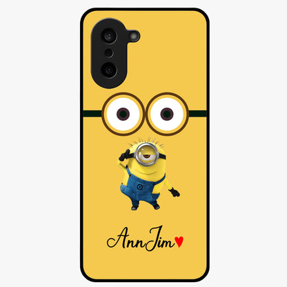 Minion Custom Name Glass Case for 1+Nord CE 5 playful front view featuring cartoon inspired artwork with personalized name design
