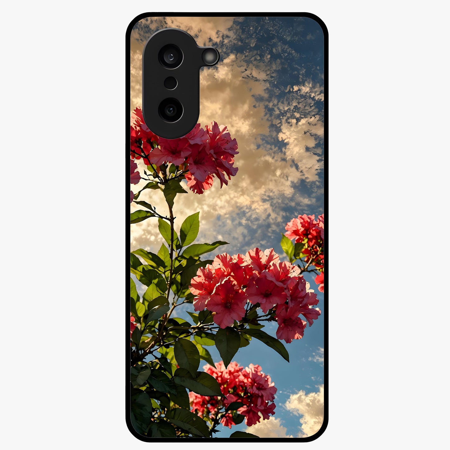 Moonlit Blossom Charm Glass Case for 1+Nord CE 5 elegant front view featuring floral artwork under soft moonlight tones