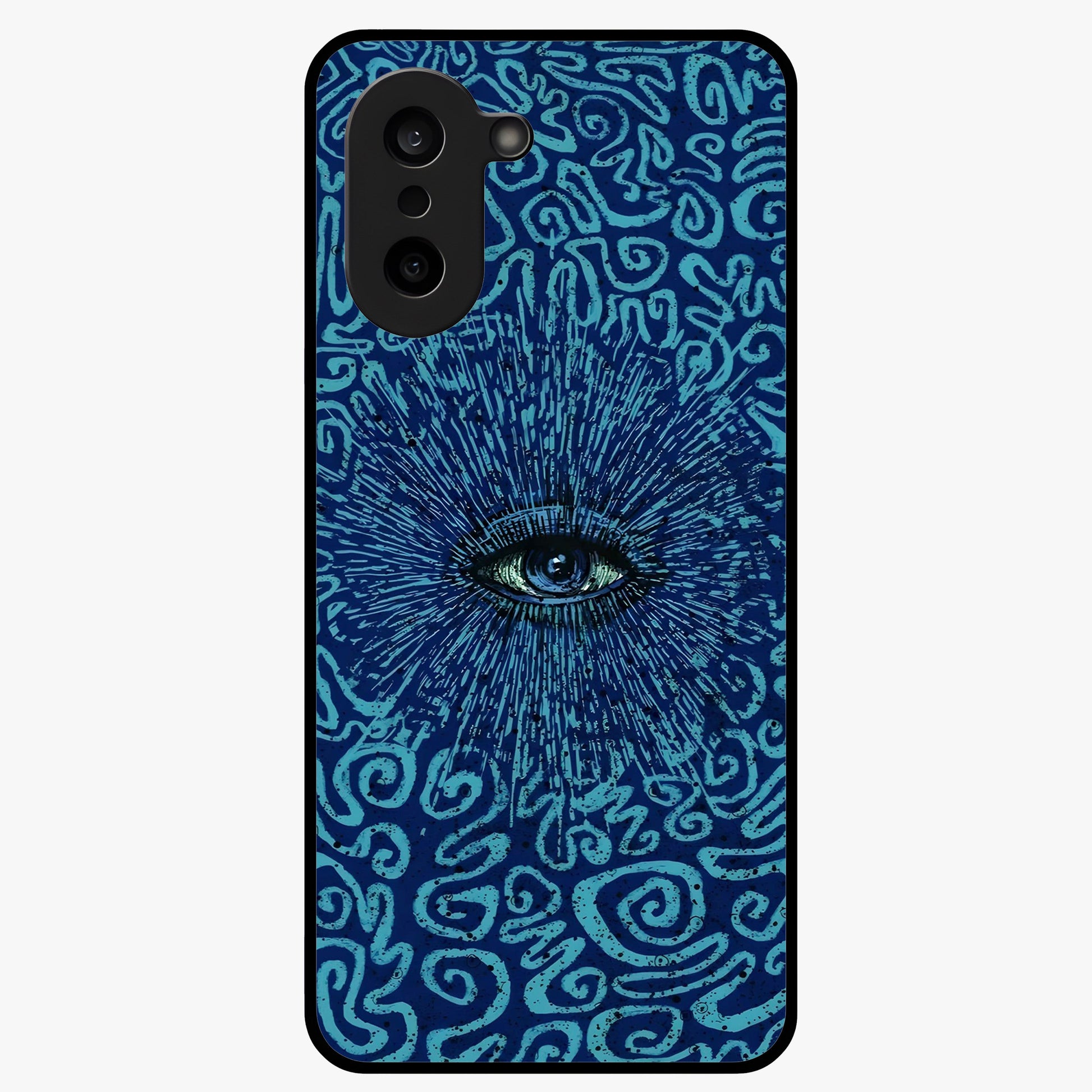 Mystic Inner Eye Glass Case for 1+Nord Ce 5 dramatic front view featuring powerful inner eye inspired artwork