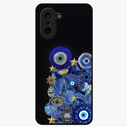 Mystic Ocean Eye Glass Case for 1+Nord CE 5 vibrant front view featuring ocean inspired eye artwork in blue tones