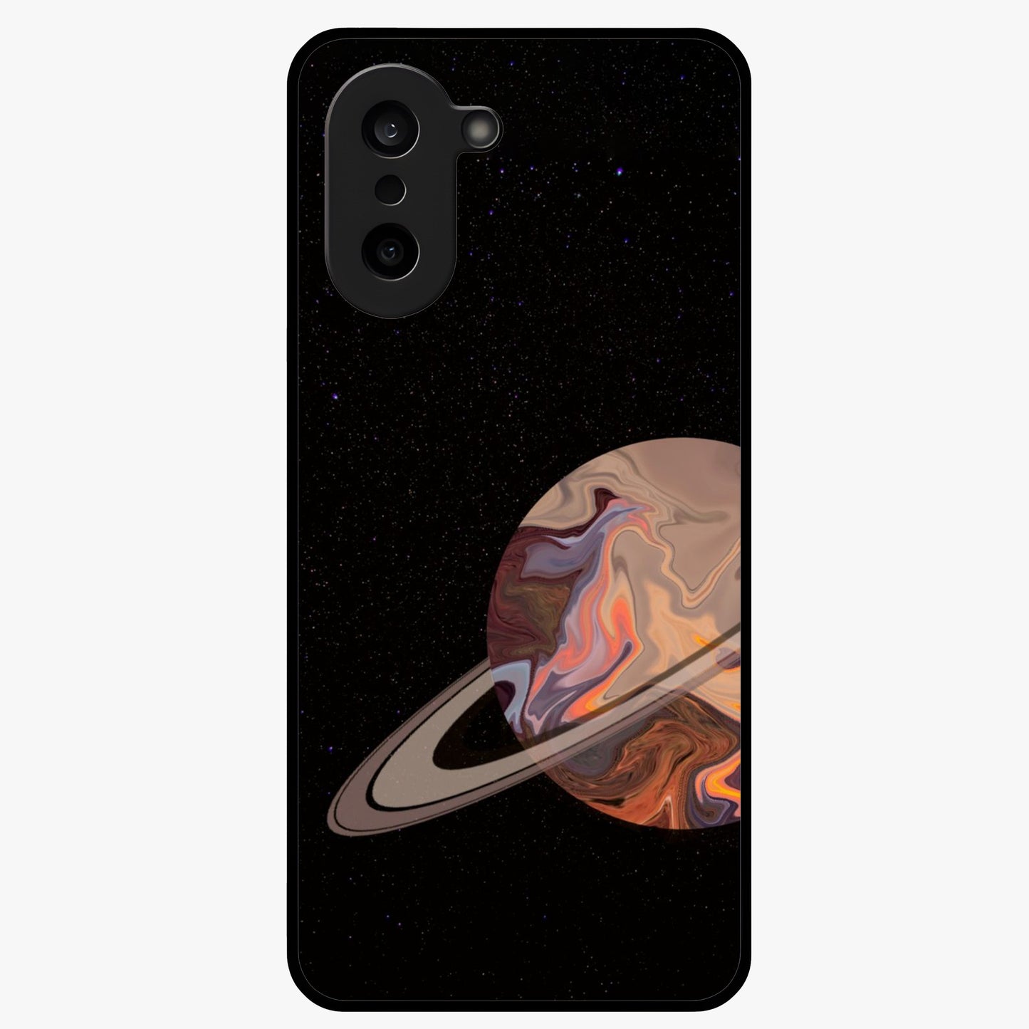 Mystic Saturn Aesthetic Glass Case for 1+Nord CE 5 celestial front view featuring Saturn inspired cosmic artwork