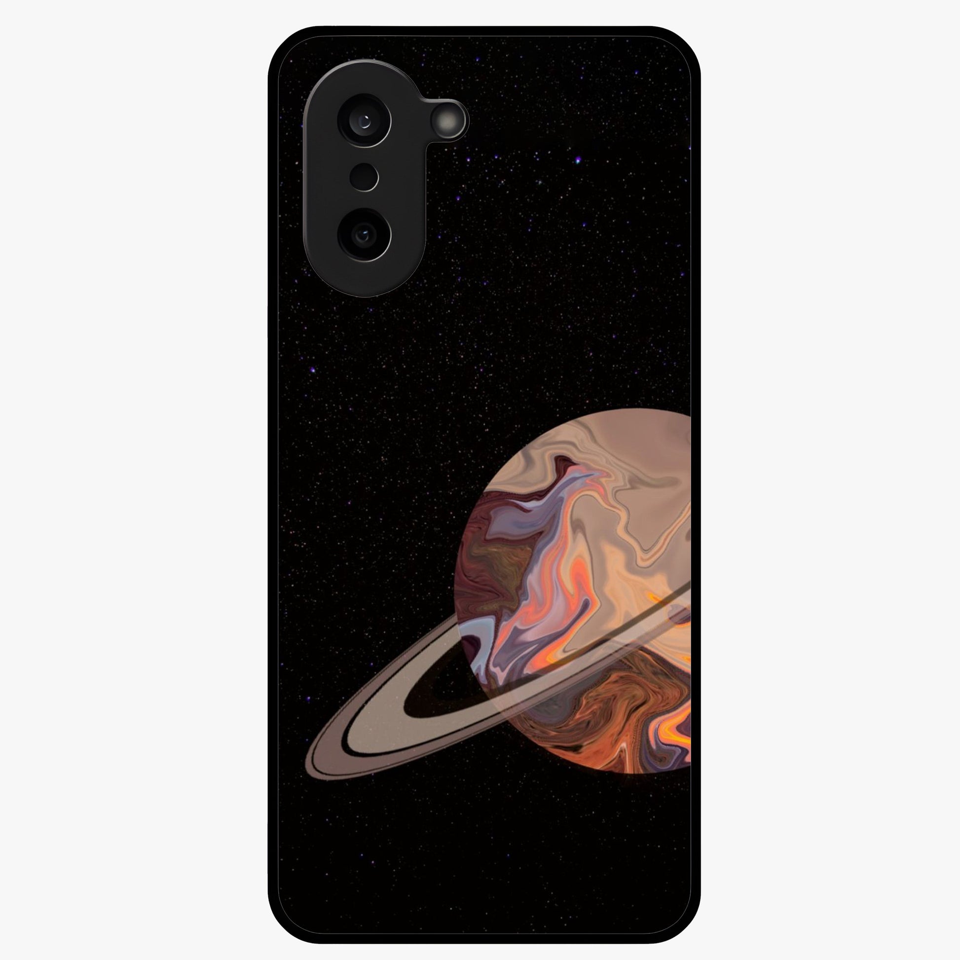 Mystic Saturn Aesthetic Glass Case for 1+Nord CE 5 celestial front view featuring Saturn inspired cosmic artwork