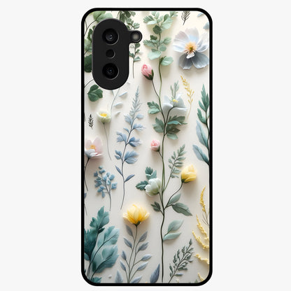 Pastel Garden Whispers Glass Case for 1+Nord CE 5 soft front view featuring delicate pastel floral artwork