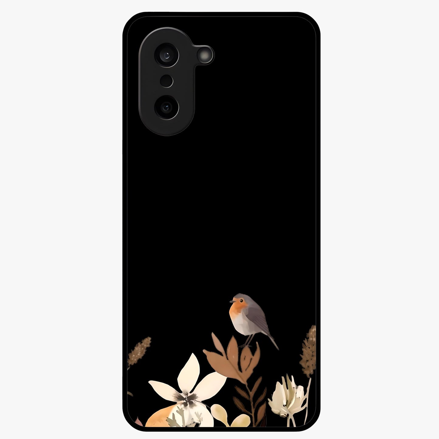 Quiet Garden Tune Glass Case for 1+Nord CE 5 serene front view featuring peaceful floral garden artwork
