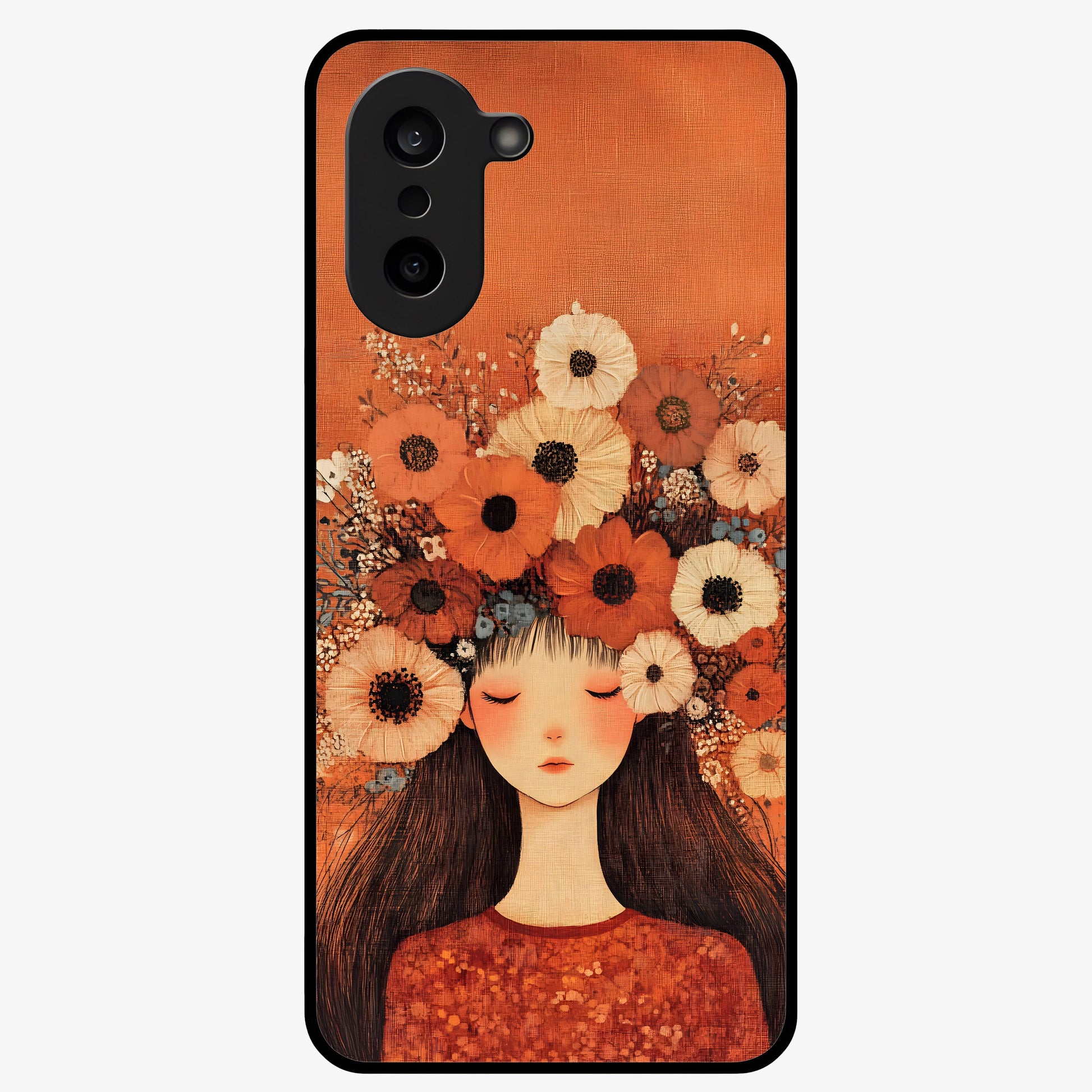 Radiant Flower Thoughts Glass Case for 1+Nord Ce 5 soft front view featuring delicate floral artwork with artistic vibe