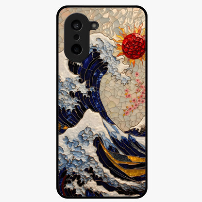 Rising Wave Glory Glass Case for 1+Nord CE 5 dynamic front view featuring powerful wave inspired artwork