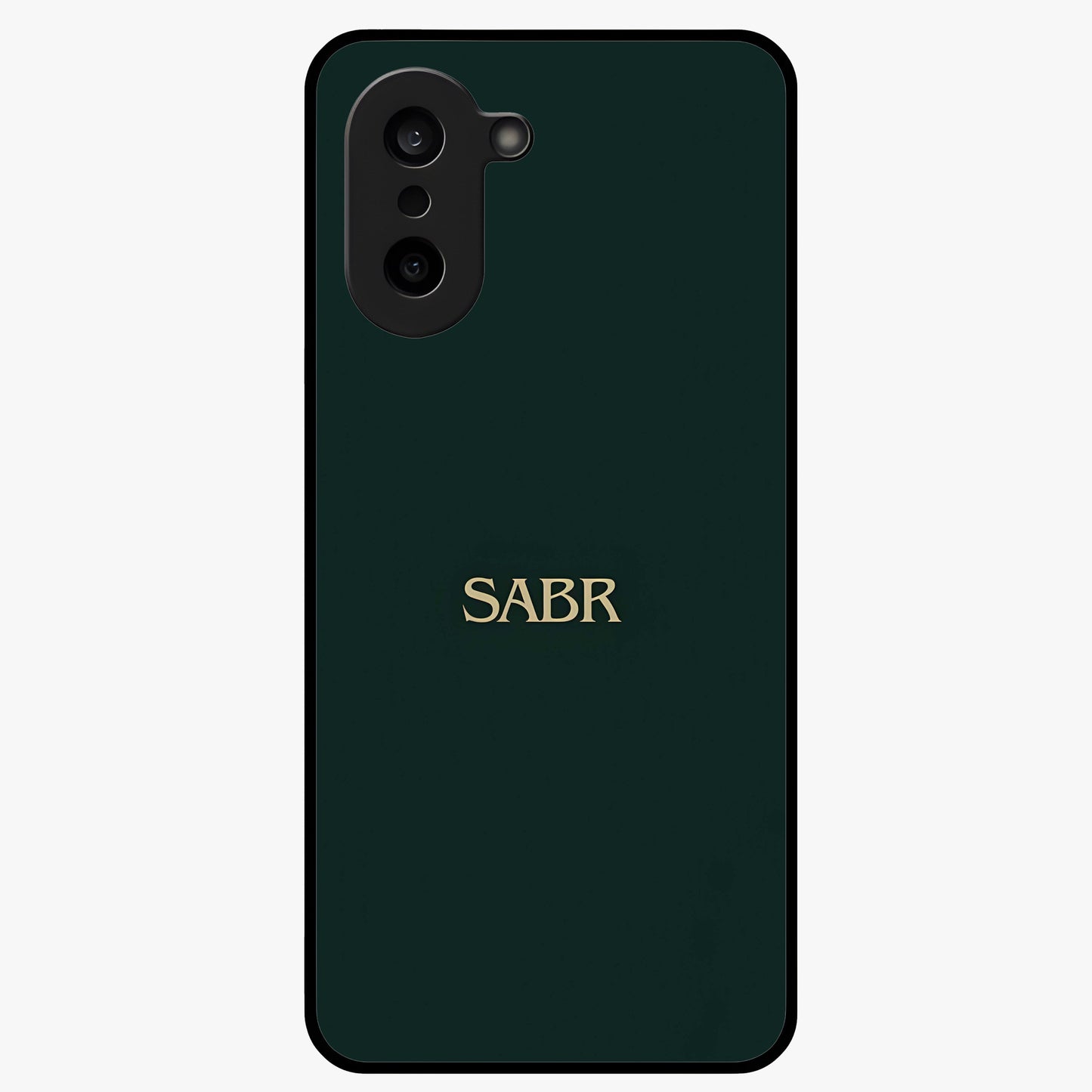 Sabr Minimal Patience Glass Case for 1+Nord CE 5 clean front view featuring minimalist typography artwork