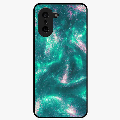 Shimmering Nebula Waves Glass Case for 1+Nord CE 5 vibrant front view featuring cosmic wave artwork in glowing tones