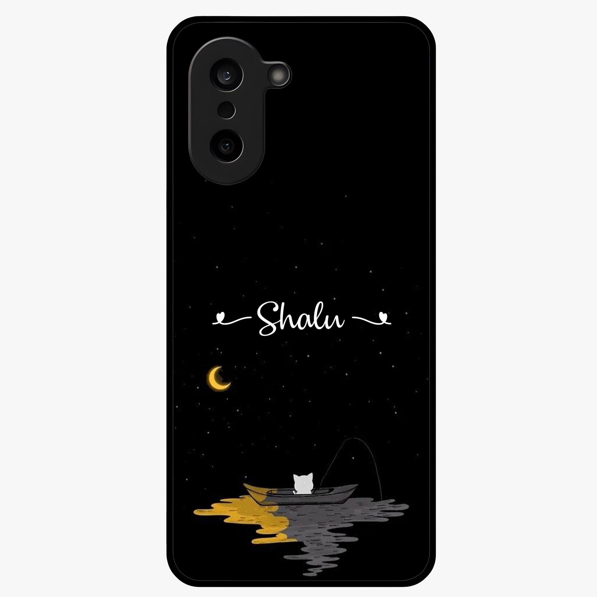 Silent Night Row Glass Case for 1+Nord Ce 5 dramatic front view featuring night themed artistic artwork