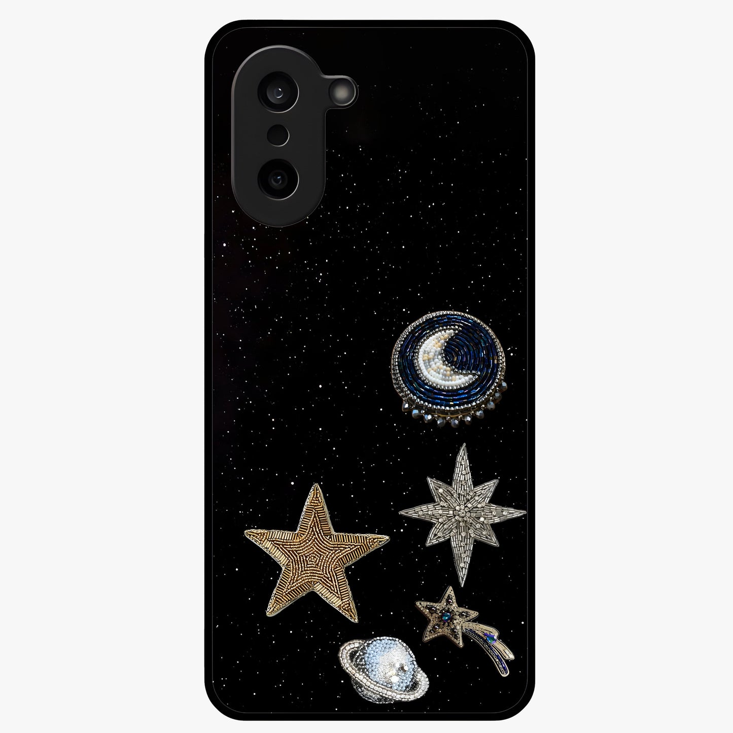 Starlit Cosmic Dreams Glass Case for 1+Nord Ce 5 vibrant front view featuring galaxy inspired artistic artwork