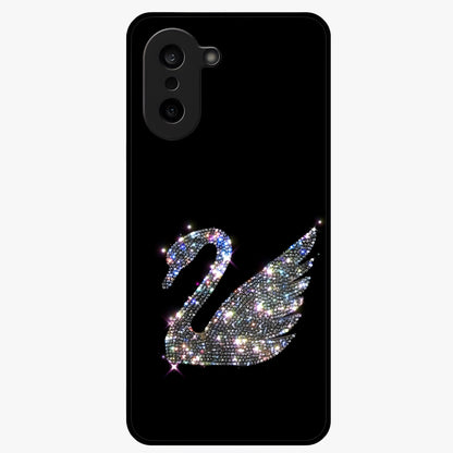 Starlit Swan Grace Glass Case for 1+Nord CE 5 graceful front view featuring swan artwork under shimmering night sky