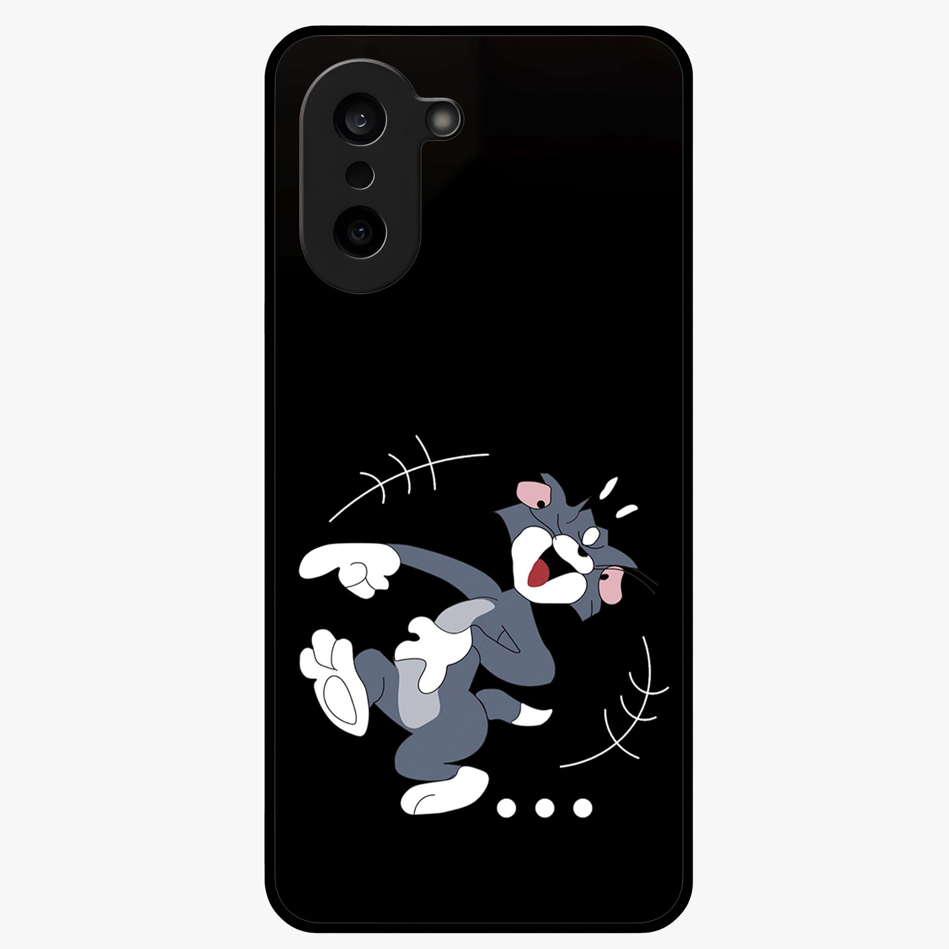 Tom in Trouble Glass Case for 1+Nord Ce 5 playful front view featuring animated character artwork in humorous theme