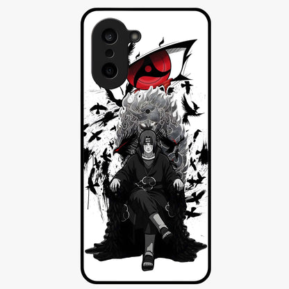 Uchiha Shadow Throne Glass Case for 1+Nord CE 5 intense front view featuring dark anime inspired throne artwork