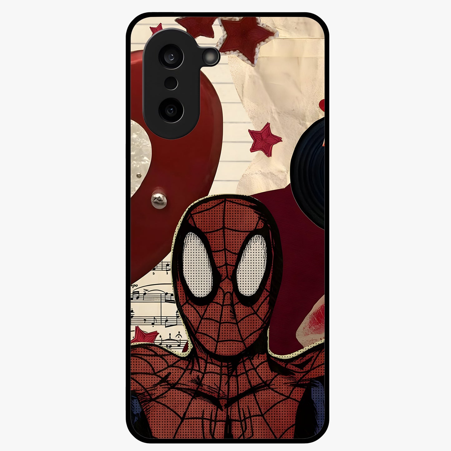 Web Warrior Vibes Glass Case for 1+Nord CE 5 dynamic front view featuring superhero inspired web themed artwork