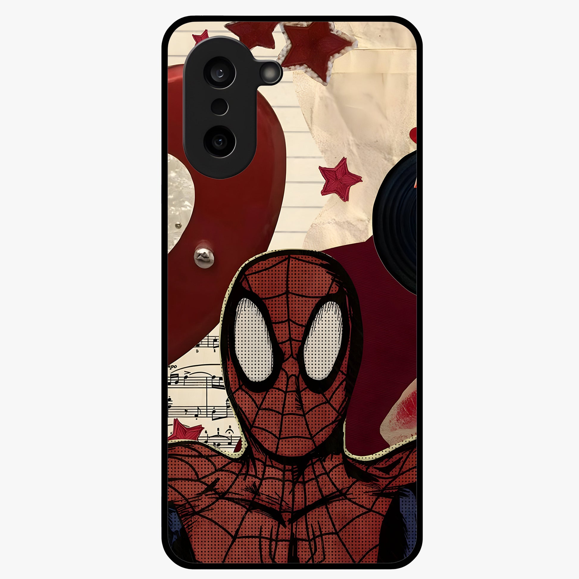 Web Warrior Vibes Glass Case for 1+Nord CE 5 dynamic front view featuring superhero inspired web themed artwork