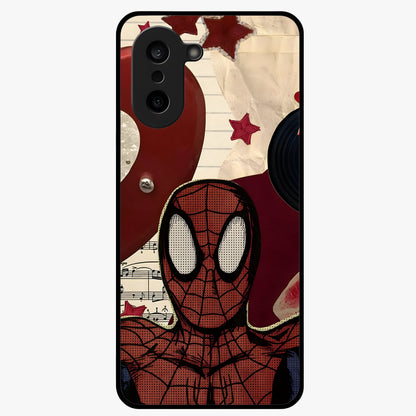 Web Warrior Vibes Glass Case for 1+Nord CE 5 dynamic front view featuring superhero inspired web themed artwork