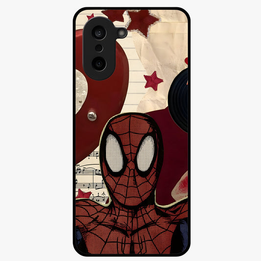 Web Warrior Vibes Glass Case for 1+Nord Ce 5 dynamic front view featuring superhero inspired web themed artwork