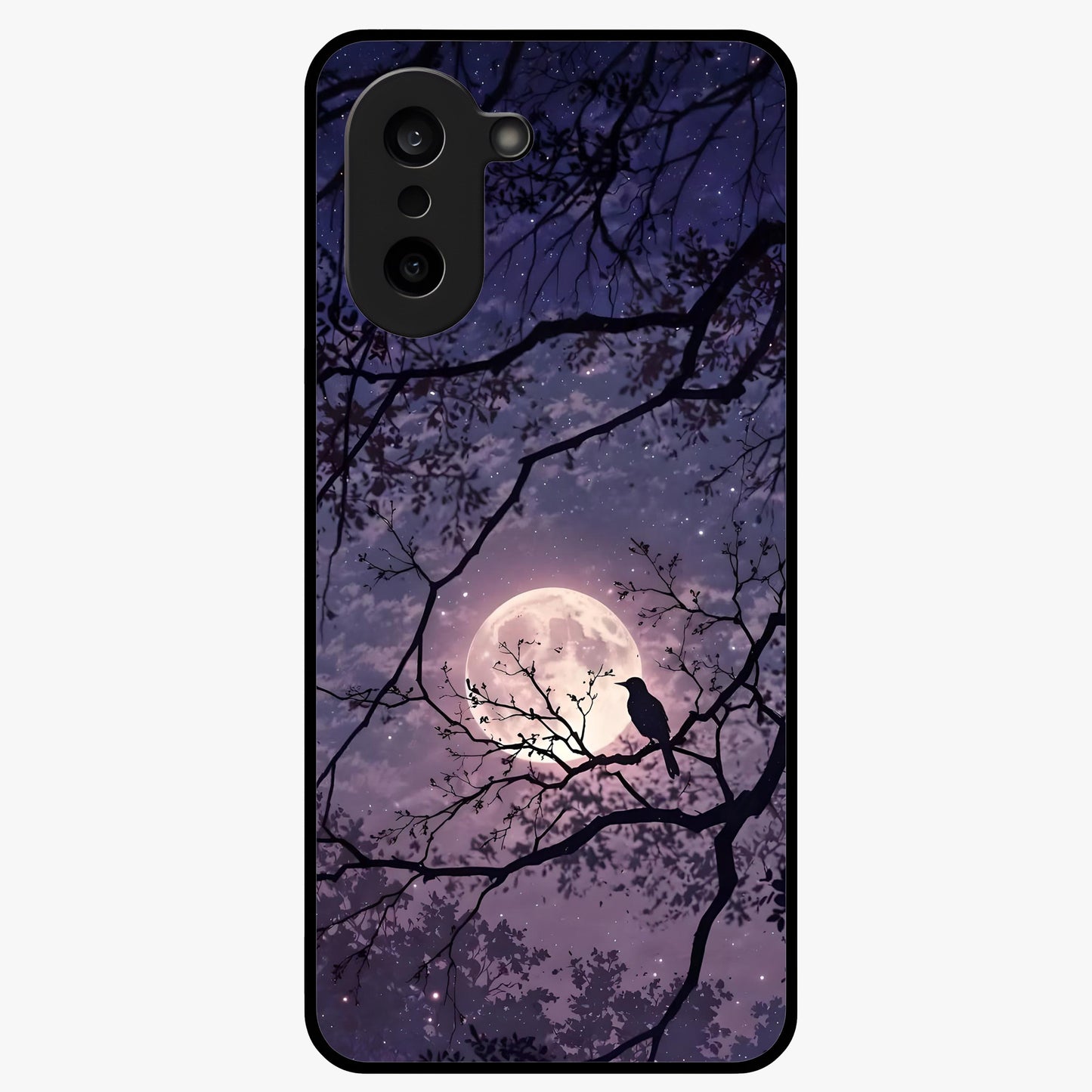 Whispering Moon Silence Glass Case for 1+Nord CE 5 serene front view featuring moon inspired artwork in calm night tones