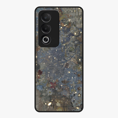 Aesthetic Astrolophia Glass Case showing flat back view with dreamy aesthetic design and glossy glass finish.