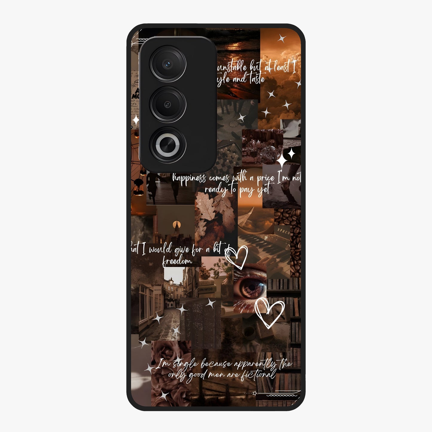 Bittersweet Aesthetic Chaos Glass Case showing flat back view with artistic chaotic aesthetic design and glossy glass finish.