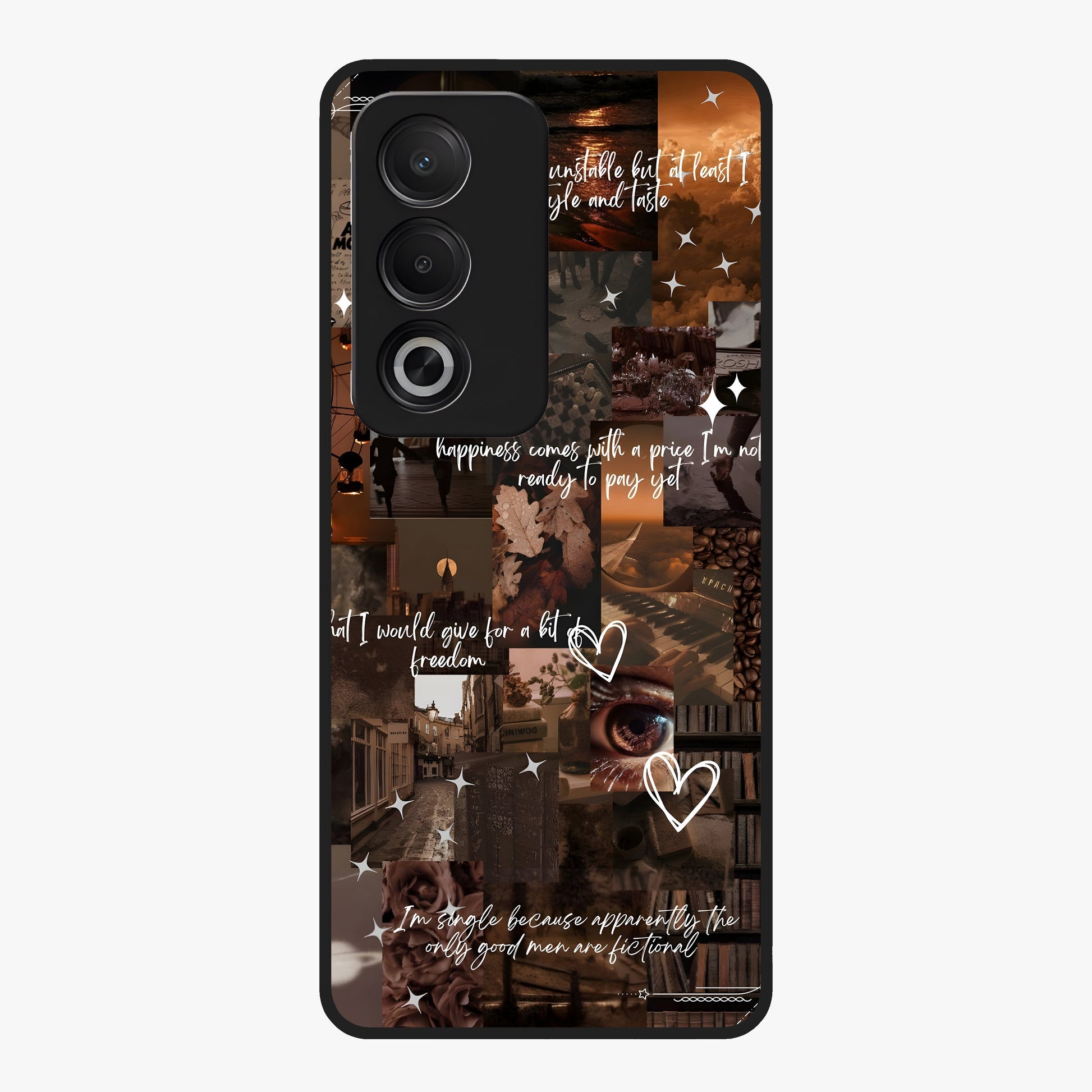 Bittersweet Aesthetic Chaos Glass Case showing flat back view with artistic chaotic aesthetic design and glossy glass finish.