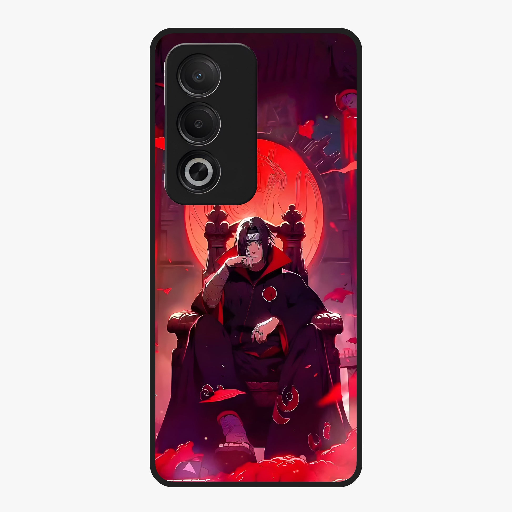 Blood Moon Sovereign Glass Case showing flat back view with mystical blood moon artwork and glossy glass finish.